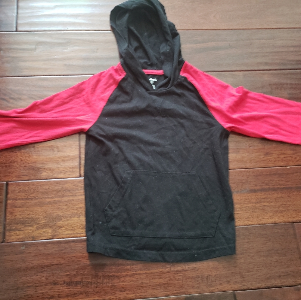 Boys Black & Red Longsleeve Hooded Shirt